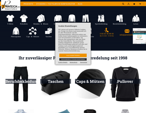 Website-Vorschau von T-Shirts ganz einfach bedrucken