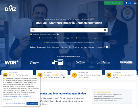 Website-Vorschau von Montagezimmer in Deutschland