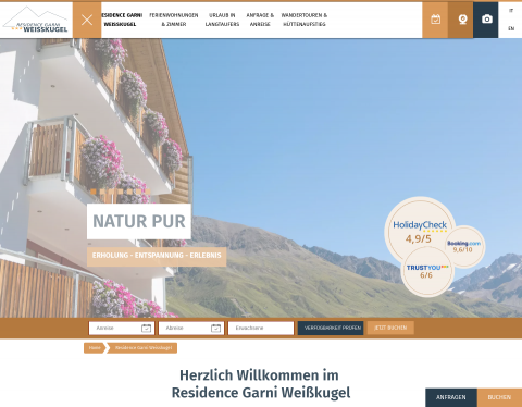 Website-Vorschau von Residence Ferienwohnung Weisskugel