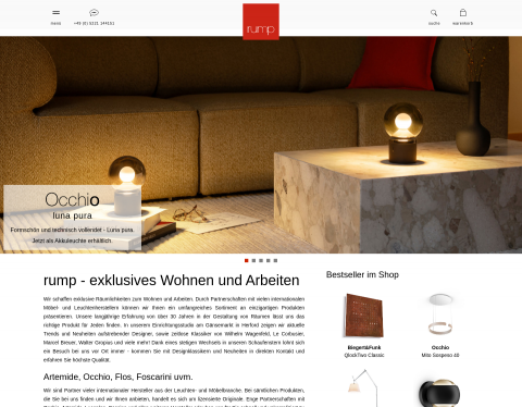 Website-Vorschau von rump-studio.de Design Lampen Shop