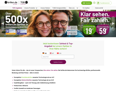 Website-Vorschau von brillen.de ? der Onlineshop für hochwertige Brille
