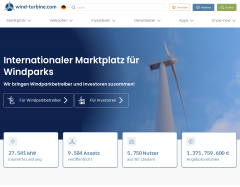 Website-Vorschau von Windkraftanlagen