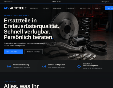 Website-Vorschau von ATV-Autoteile GmbH Köln