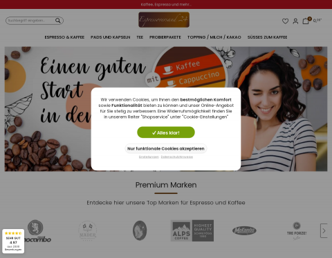 Website-Vorschau von Espressoversand24 - Mäder Kaffee