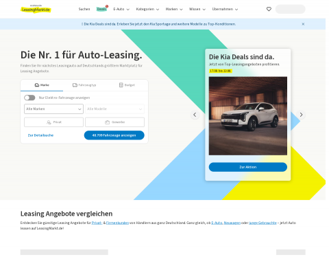 Website-Vorschau von Auto Leasing, Leasingübernahme, Leasingfahrzeuge