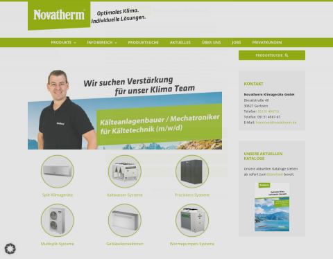 Website-Vorschau von Novatherm Klimageräte - Immer das richtige Klima