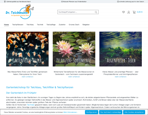 Website-Vorschau von Teiche für Goldfische und Koi