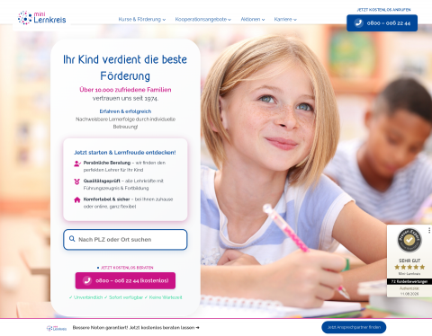 Website-Vorschau von Nachhilfeschulen an 1000 Standorten