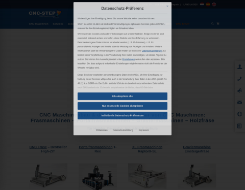 Website-Vorschau von CNC Maschinen / Fräsmaschinen