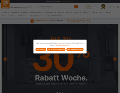 Website-Vorschau von Massageliegen von Soleni