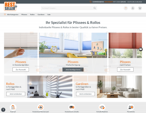 Website-Vorschau von Plissee online günstig