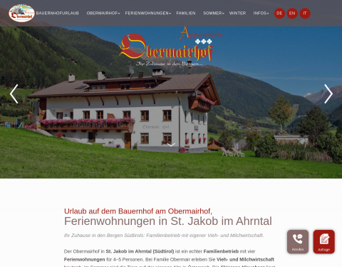 Website-Vorschau von Urlaub am Obermairhof in St. Jakob