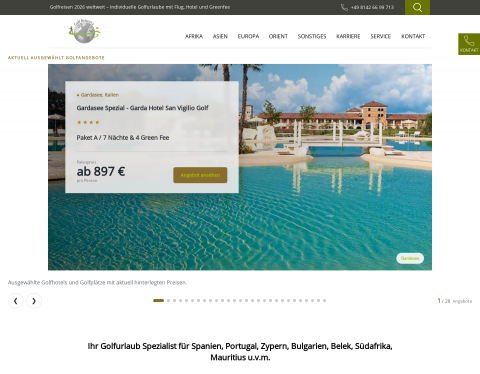 Website-Vorschau von Golfreisen Südafrika