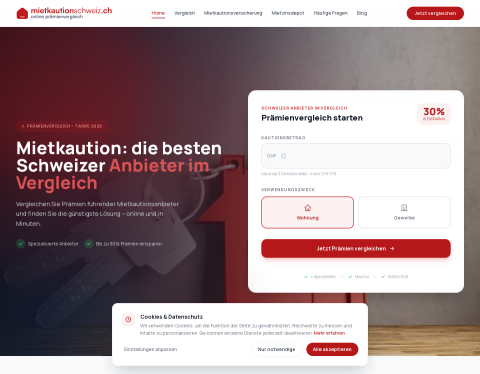 Website-Vorschau von Mietkaution in der Schweiz