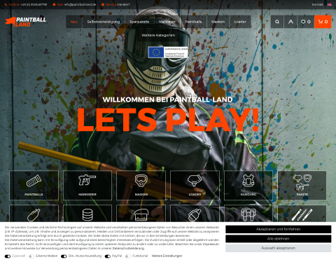 Website-Vorschau von Paintball Bekleidung zu kaufen