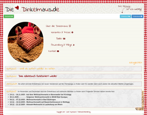 Website-Vorschau von Die Dinkelmaus - Das Körnerkissen