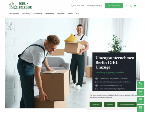 Website-Vorschau von Ihr Umzug mit IGEL Umzüge