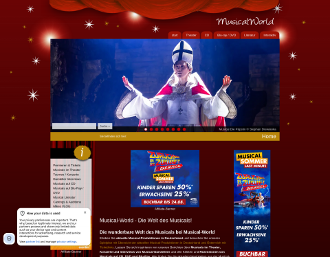 Website-Vorschau von Musical-World Portal für Musicals