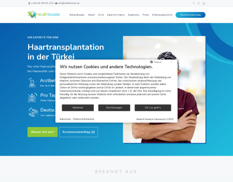 Website-Vorschau von Health Travels - Haartransplantation