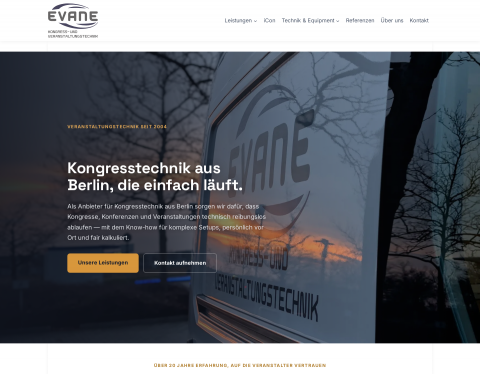 Website-Vorschau von EVANE Veranstaltungstechnik
