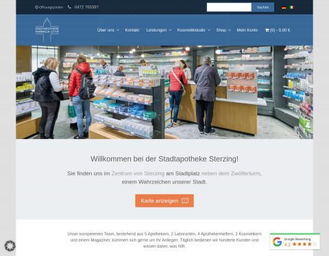 Website-Vorschau von Stadtapotheke Sterzing - Apotheke am Stadtplatz