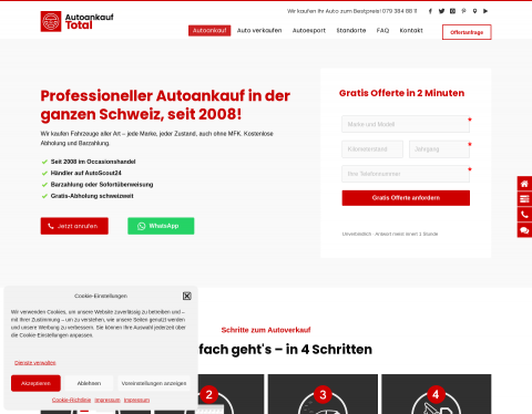 Website-Vorschau von Autoankauf Total Schweiz
