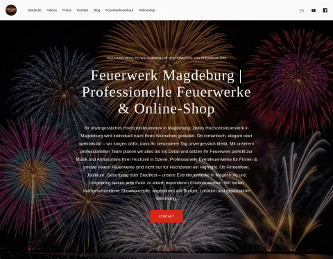 Website-Vorschau von Dreams of Fire Feuerwerke
