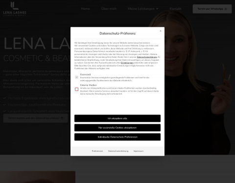 Website-Vorschau von Wimpernverlängerung Bochum bei Lena Lashes