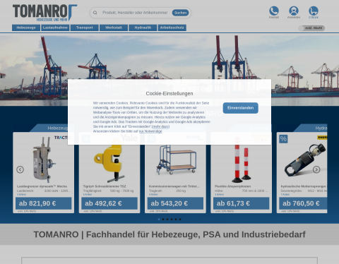 Website-Vorschau von TOMANRO GmbH Hebezeuge und mehr