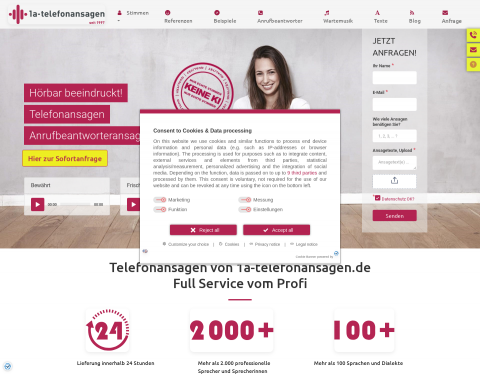 Website-Vorschau von 1a-telefonansagen - Carpe Diem Studios GmbH