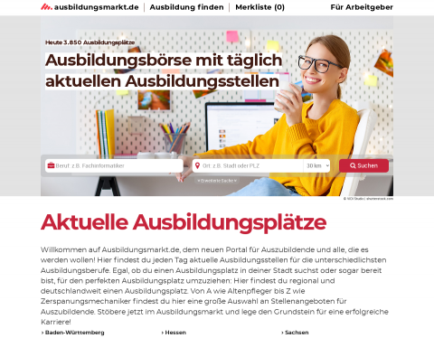 Website-Vorschau von Ausbildungsmarkt