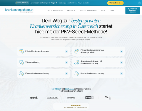 Website-Vorschau von krankenversichern.at - Informations- und Vergleich
