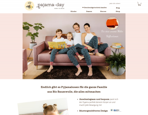 Website-Vorschau von Kinderpyjamas Online Shop