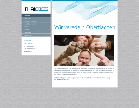 Website-Vorschau von Thriotec GmbH - Eloxieren von Aluminium