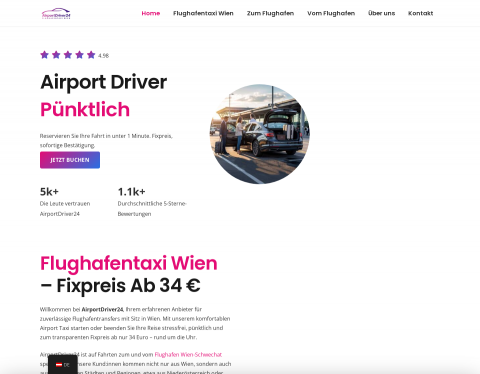 Website-Vorschau von Flughafentaxi Wien Airport Driver