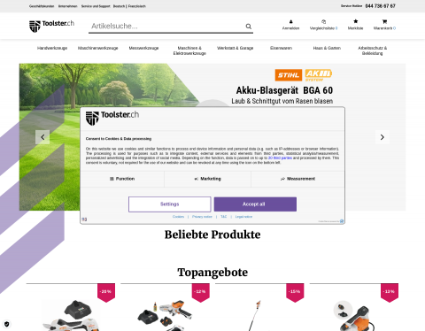 Website-Vorschau von Qualitätswerkzeuge