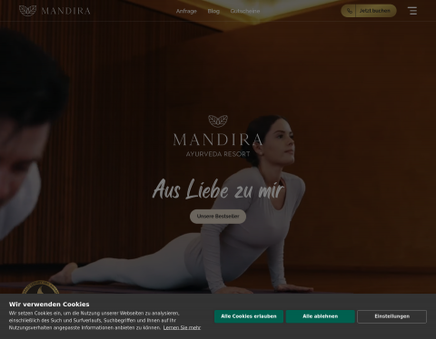 Website-Vorschau von Ayurveda-Resort MANDIRA