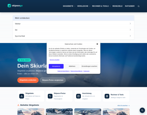 Website-Vorschau von Skipässe online bestellen
