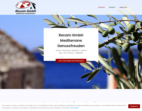 Website-Vorschau von Recam GmbH - mediterrane Genussfreuden