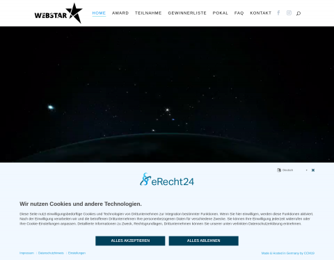 Website-Vorschau von WEBSTAR AWARD