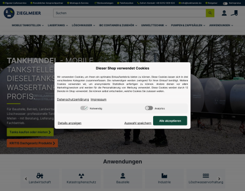 Website-Vorschau von Zieglmeier Tankstellen GmbH