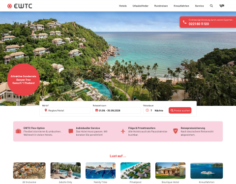 Website-Vorschau von EWTC - Maßgeschneiderte Luxus Rundreisen