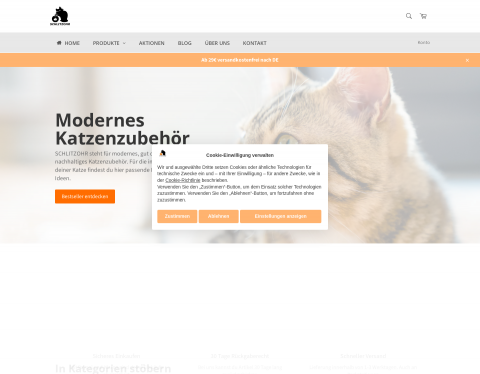 Website-Vorschau von Schlitzohr Shop für Katzenzubehör