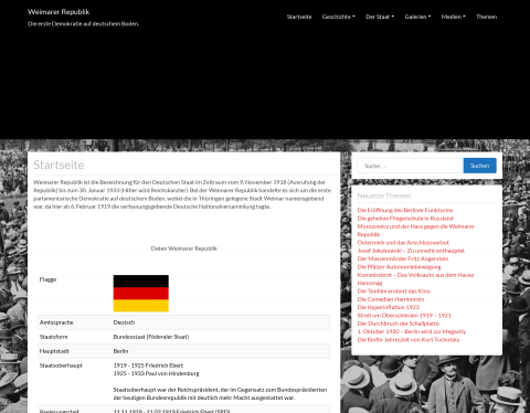 Website-Vorschau von Die Weimarer Republik