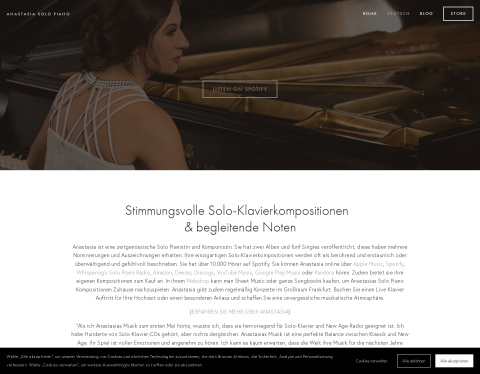 Website-Vorschau von Anastasia Solo Piano