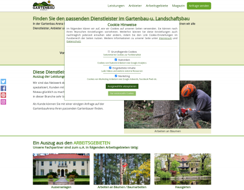 Website-Vorschau von GartenbauArena - Treffpunkt für Gartenfans