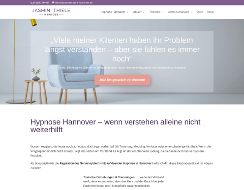 Website-Vorschau von Hypnose Hannover - Praxis Jasmin Thiele