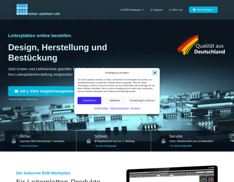 Website-Vorschau von Leiterplattenherstellung und EMS-Fertigung