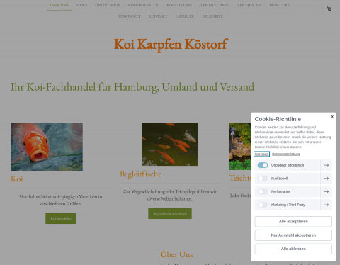 Website-Vorschau von Koi Karpfen Köstorf