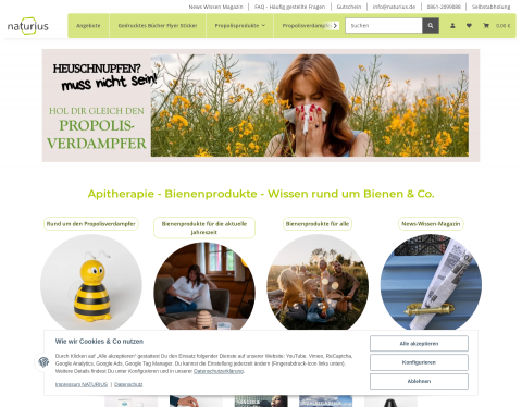Website-Vorschau von Naturius - Propolis und Bienenprodukte